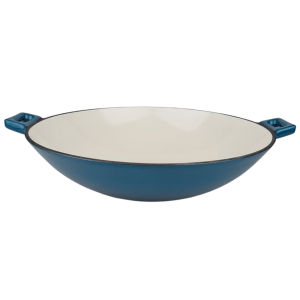 Zománcozott öntöttvas wok 37cm türkizkék